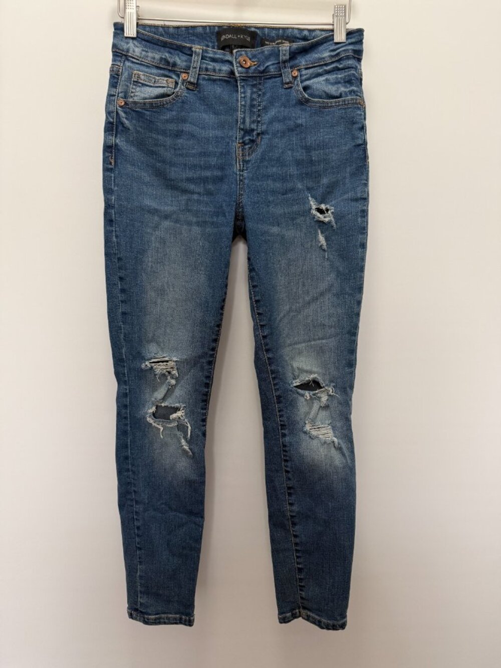 Kendall+Kylie The Ultrababe Skinny Jeans Distressed High Rise Blue Women's 5/27